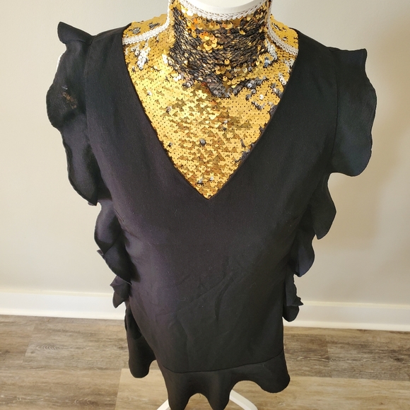 CeCe Black Ruffle Dress with Button Up Back - Picture 6 of 6